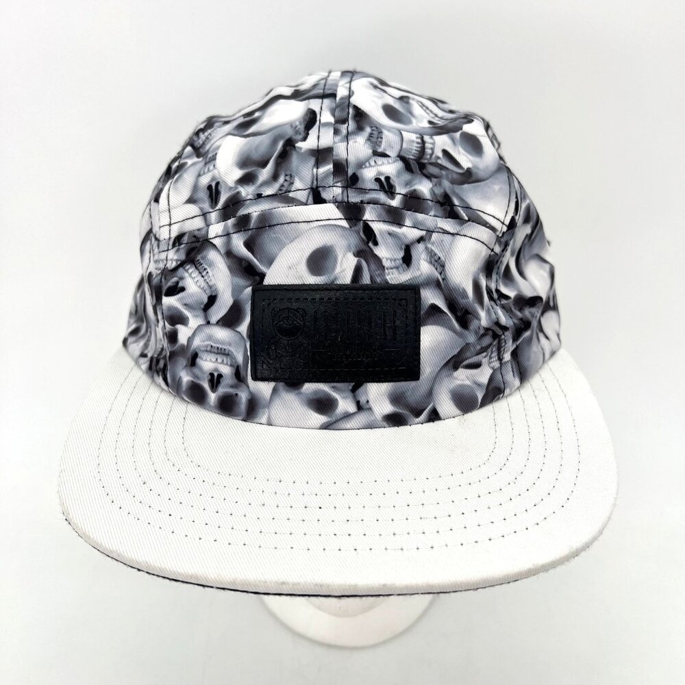 Entree LS Authentic Skull Print 5-Panel Cap Hat Adjustable Leather Strap